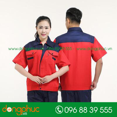 Mẫu bảo hộ màu đỏ phối tím than cộc tay